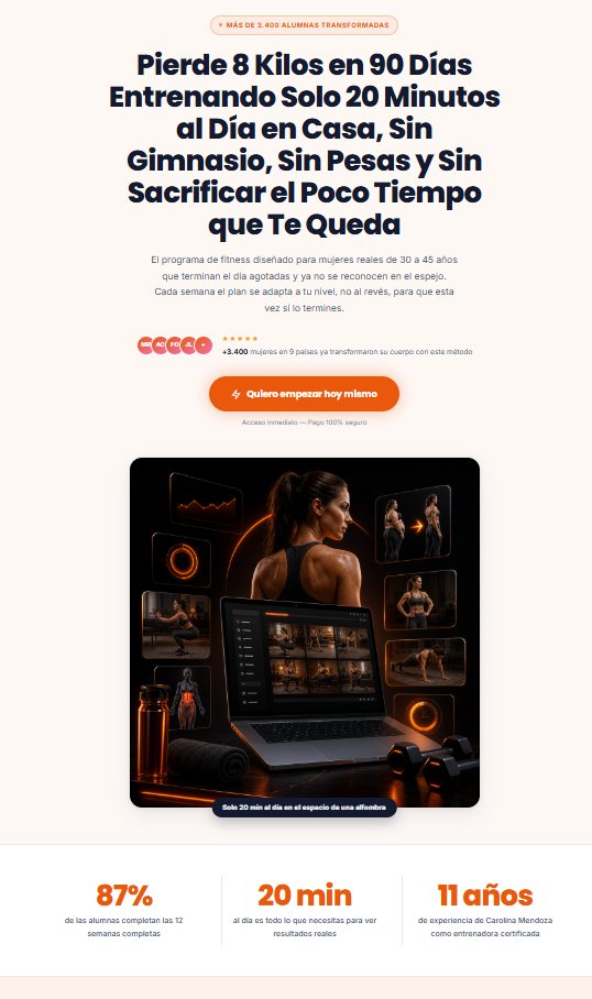 Página de vendas criada com a DIA