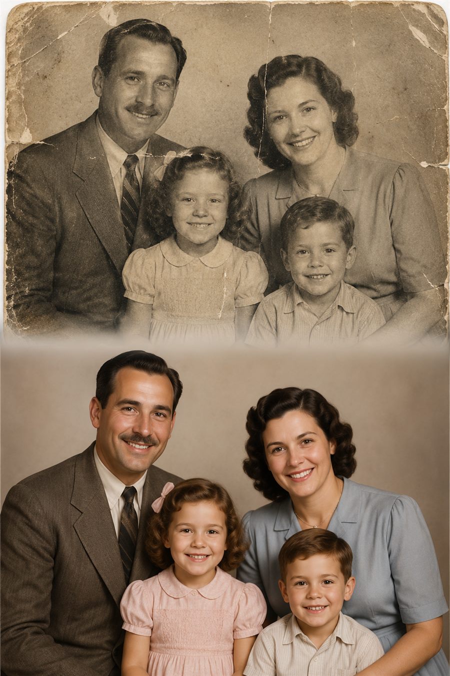 Foto antiga restaurada e colorizada com a DIA