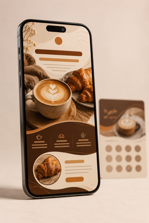 Arte de cardápio de cafeteria para redes sociais criada com a DIA