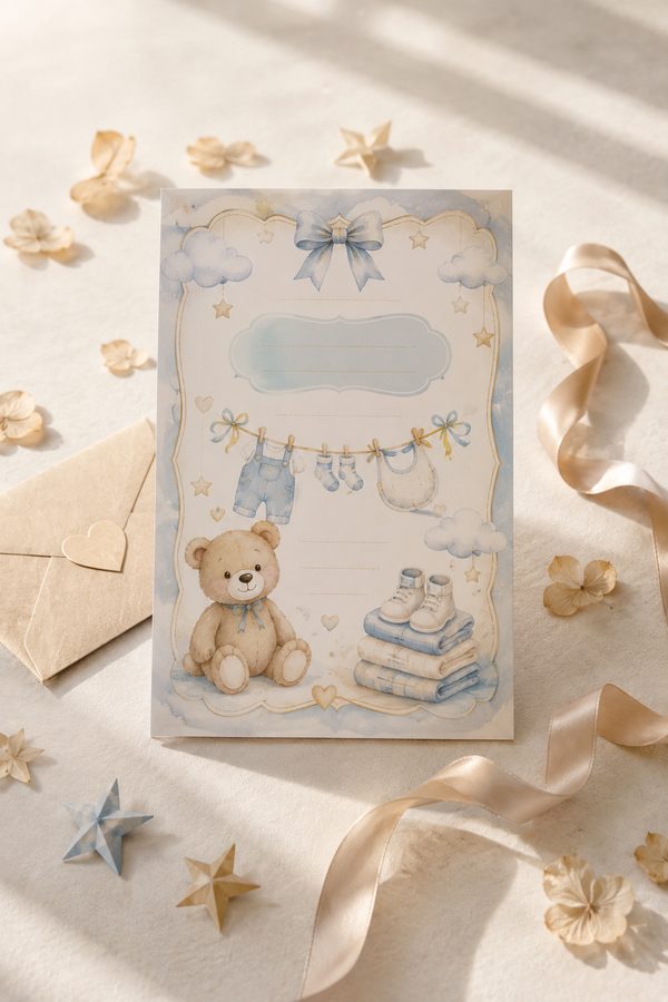 Convite de chá de bebê personalizado criado com a DIA