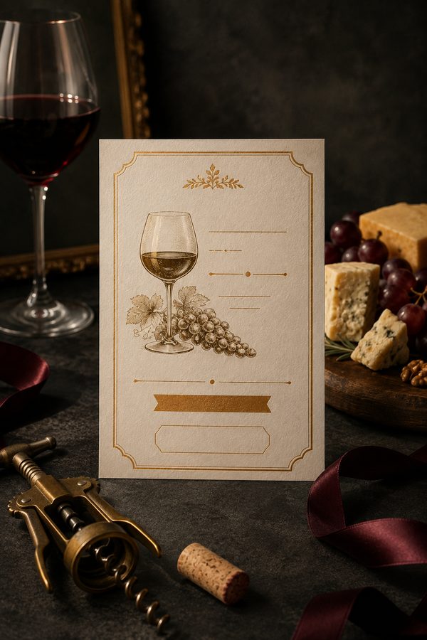 Carta de vinhos elegante criada com a DIA