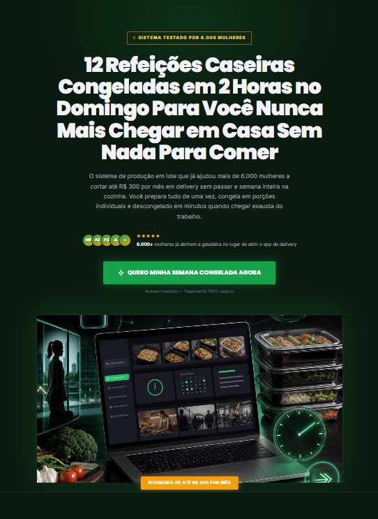 Página de vendas em tema escuro criada com a DIA